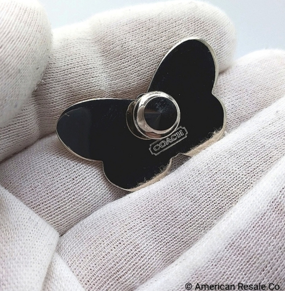 Vintage COACH White Enamel Butterfly Lapel Pin Brooch Purse Backpack Pin Charm - Picture 4 of 6